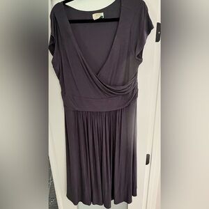 Anthropologie Maeve Deep Gray Faux Wrap Midi Dress • Size 1X